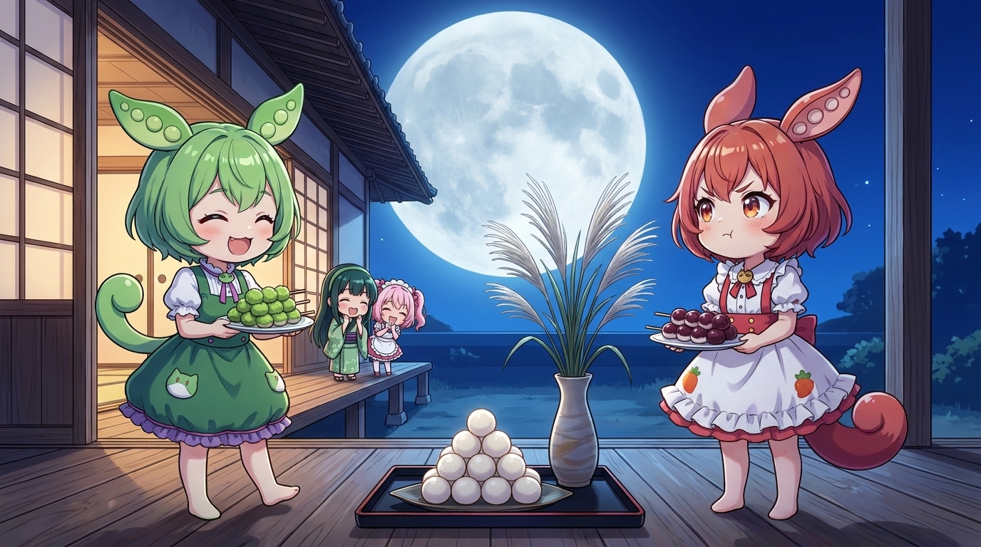 It's Moon-Viewing Time, nanoda! Zunda Dango vs. Anko Dango, a Showdown with Ankomon!